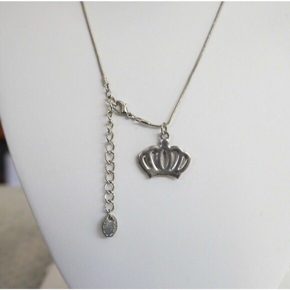 Crown Pendant Necklace with Rhinestone Accents - Picture 3 of 6